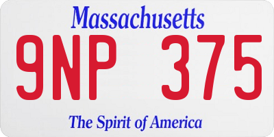 MA license plate 9NP375