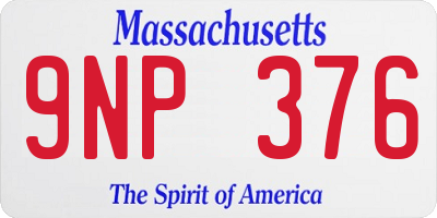 MA license plate 9NP376