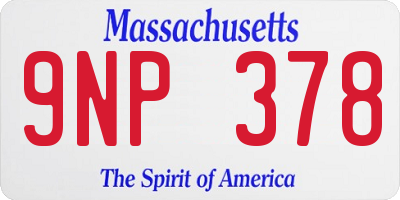 MA license plate 9NP378