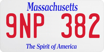 MA license plate 9NP382