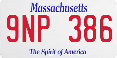 MA license plate 9NP386
