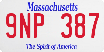 MA license plate 9NP387
