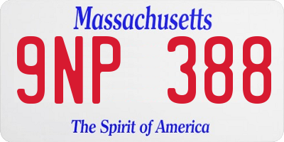 MA license plate 9NP388