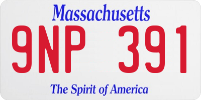 MA license plate 9NP391