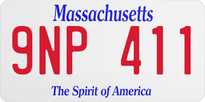 MA license plate 9NP411