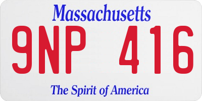 MA license plate 9NP416