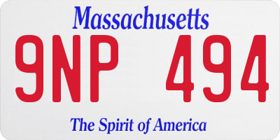 MA license plate 9NP494