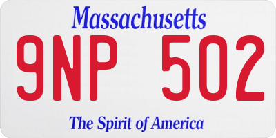 MA license plate 9NP502