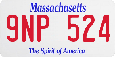 MA license plate 9NP524