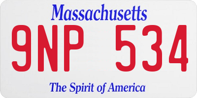 MA license plate 9NP534