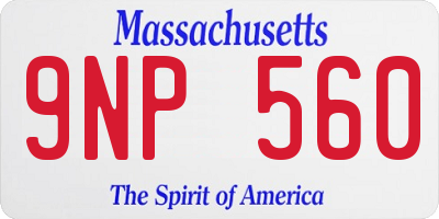 MA license plate 9NP560