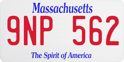 MA license plate 9NP562