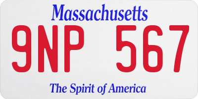 MA license plate 9NP567