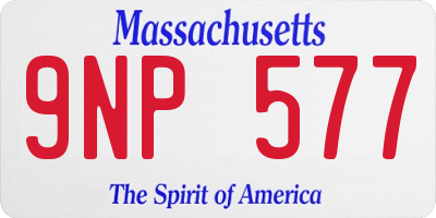 MA license plate 9NP577