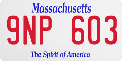 MA license plate 9NP603