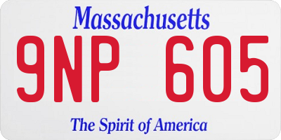 MA license plate 9NP605