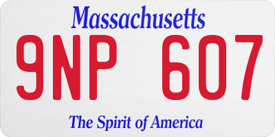 MA license plate 9NP607