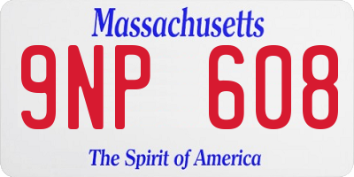 MA license plate 9NP608