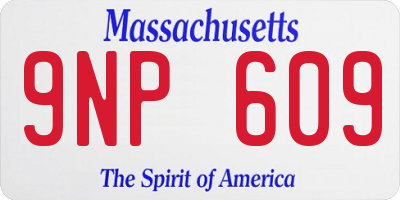MA license plate 9NP609