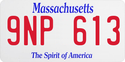 MA license plate 9NP613