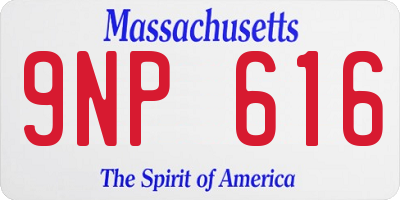 MA license plate 9NP616