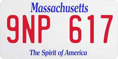MA license plate 9NP617