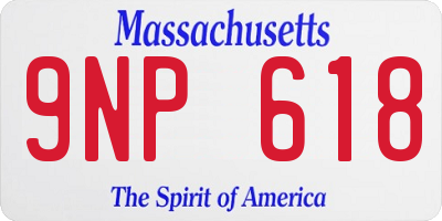 MA license plate 9NP618