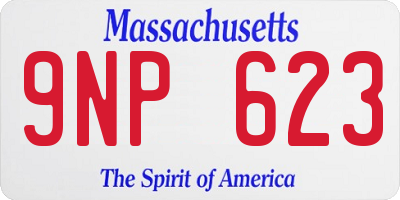 MA license plate 9NP623