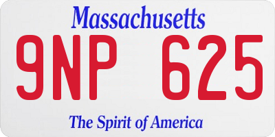 MA license plate 9NP625