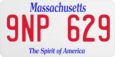 MA license plate 9NP629