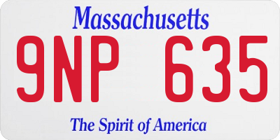 MA license plate 9NP635