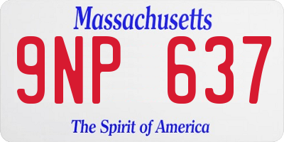 MA license plate 9NP637