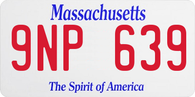 MA license plate 9NP639