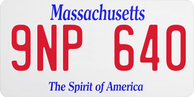 MA license plate 9NP640
