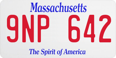 MA license plate 9NP642