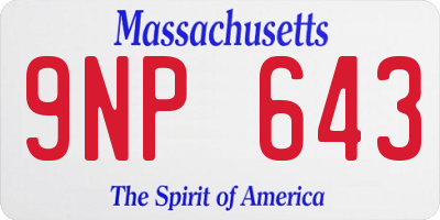 MA license plate 9NP643