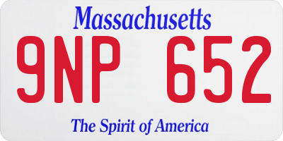 MA license plate 9NP652