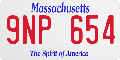 MA license plate 9NP654