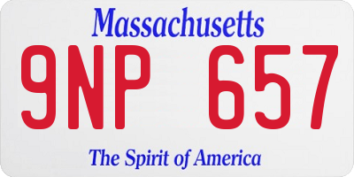MA license plate 9NP657