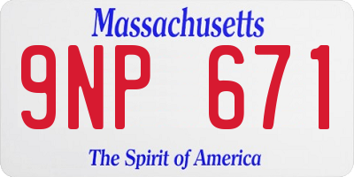 MA license plate 9NP671