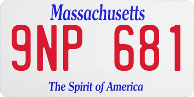 MA license plate 9NP681