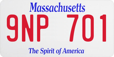 MA license plate 9NP701