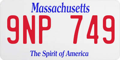 MA license plate 9NP749