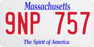 MA license plate 9NP757