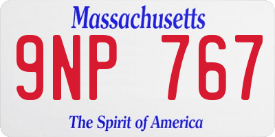MA license plate 9NP767
