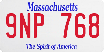 MA license plate 9NP768