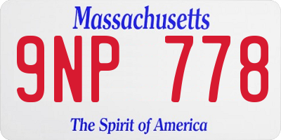 MA license plate 9NP778