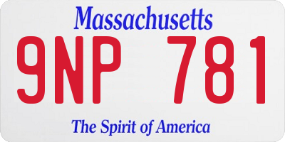 MA license plate 9NP781