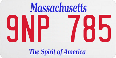 MA license plate 9NP785