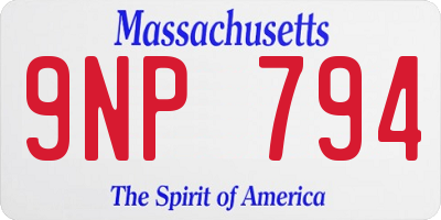 MA license plate 9NP794